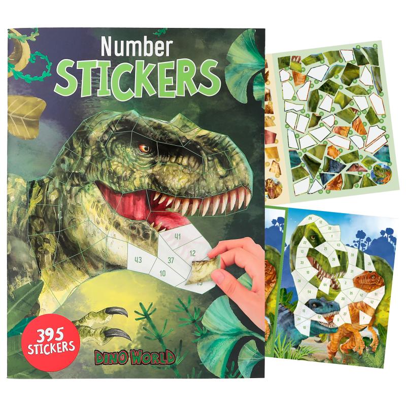 Dino World Number Stickers Numerotarrakirja