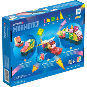 Geomag Magnetic Tiles Gems Vehicles/Kulkuneuvot Magneettinen Rakennussarja 24 Palaa