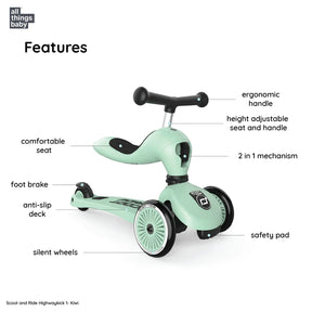 Scoot & Ride Potkulauta/Potkupyörä Highwaykick 1 Kiwi/Vaaleanvihreä