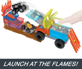 Hot Wheels Monster Trucks Color Shifters Fire Crash Leikkisetti