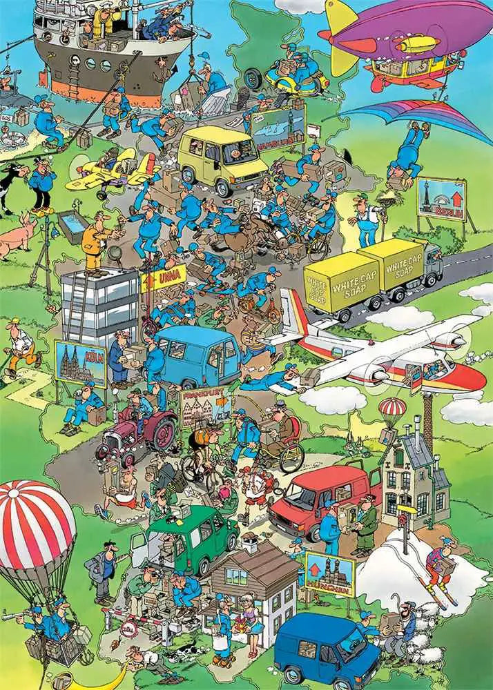 Jan van Haasteren Comic Puzzle Oldtimers Parcel Panic 1000 Palan Palapeli