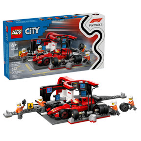 LEGO City 60443 F1®-Varikkopysähdys ja Varikkomiehistö sekä Ferrari-auto