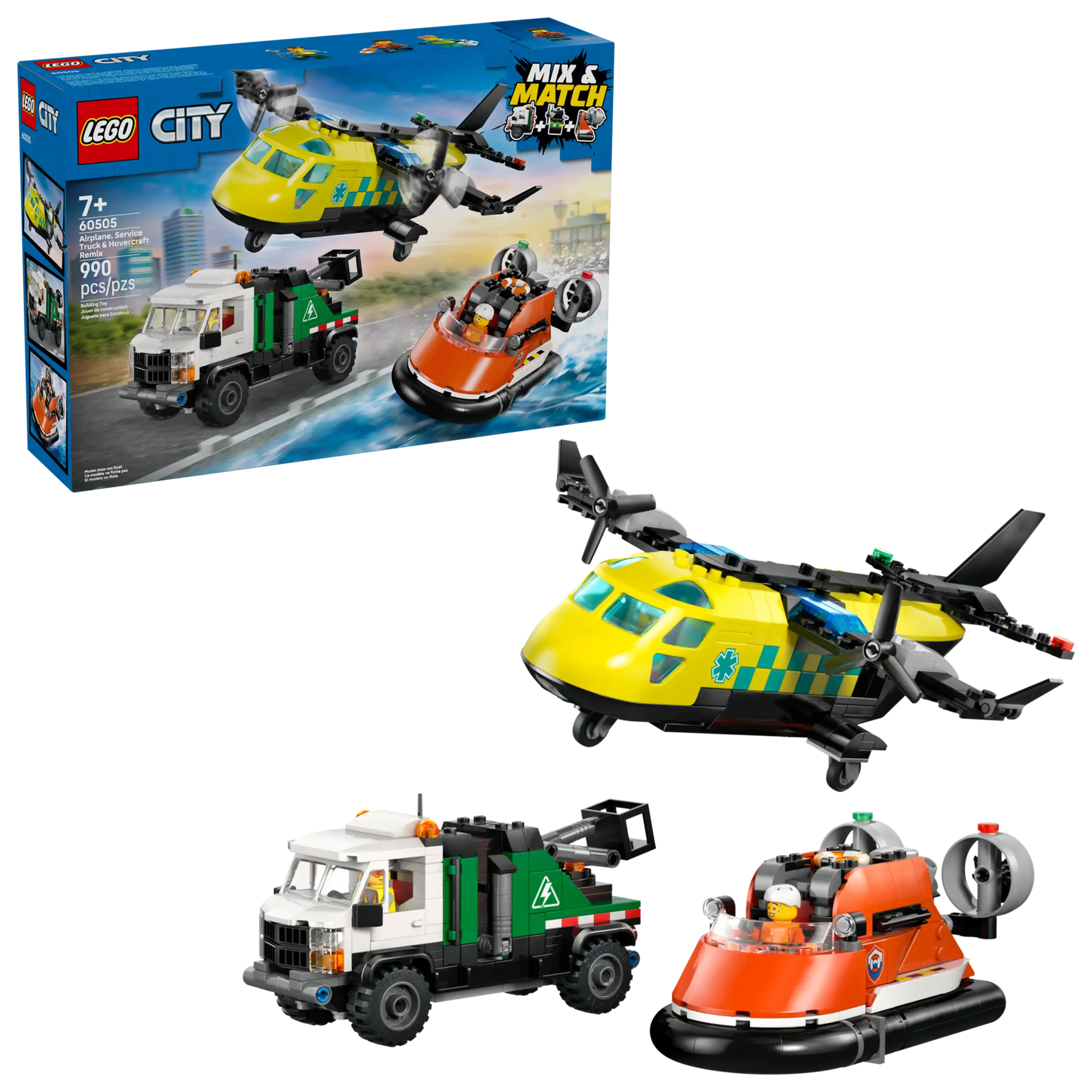 LEGO City 60505 Lentokone, Huoltoauto ja Ilmatyynyalus