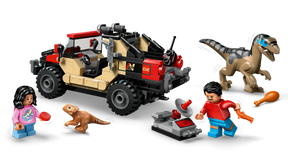 LEGO Jurassic World 76972 Raptor ja Pako Maastoautolla