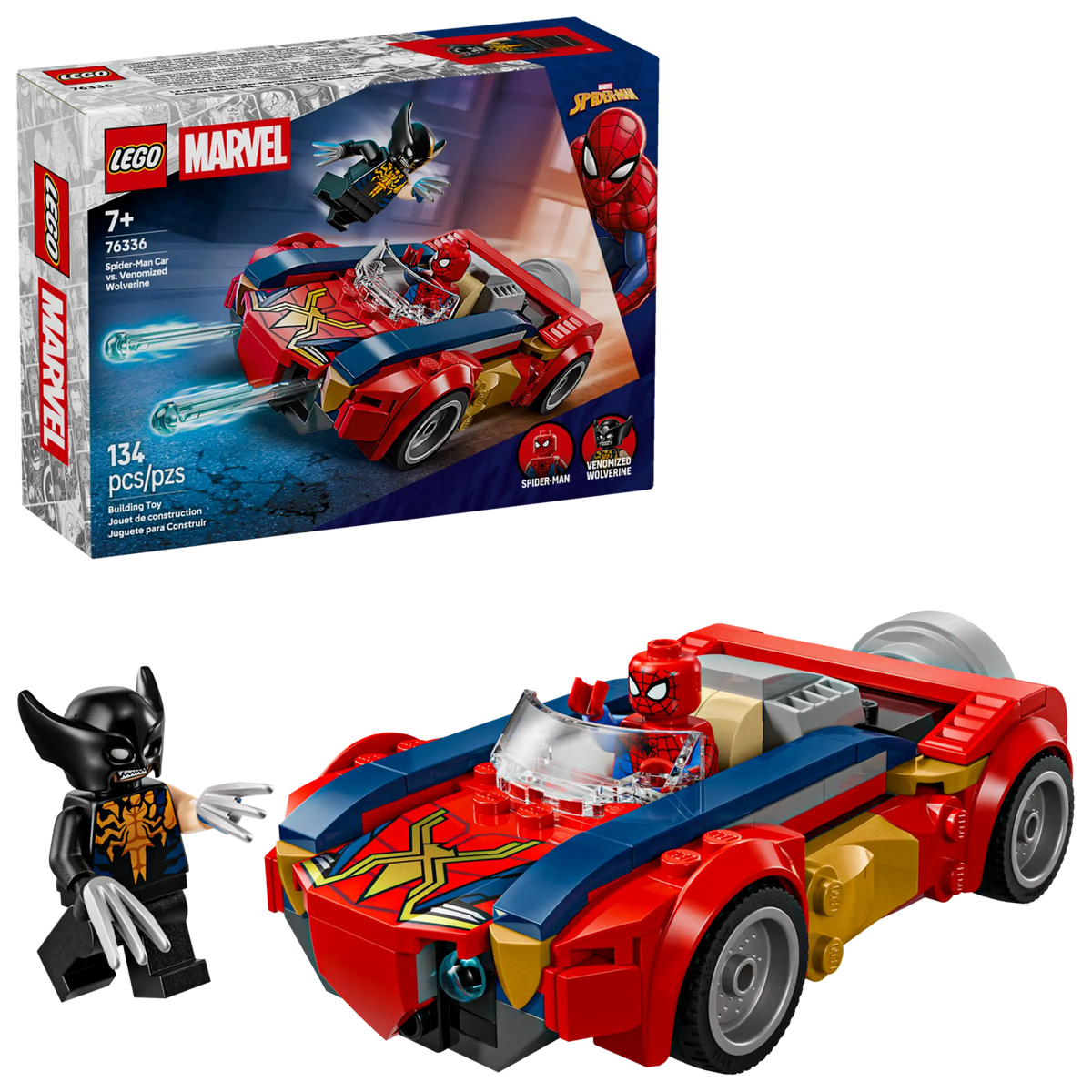 LEGO Marvel 76336 Spider-Manin Auto vastaan Venomiksi Muuttunut Wolverine