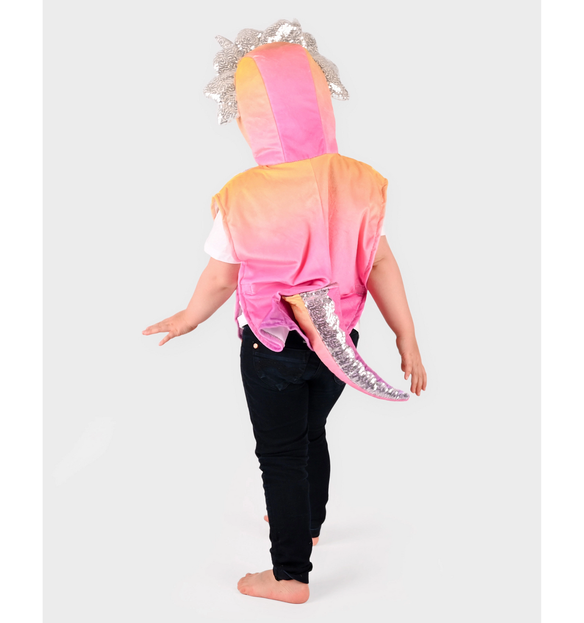 Lasten Naamiaisasu Glitter Triceratops-viitta 86-110cm(1-4v)