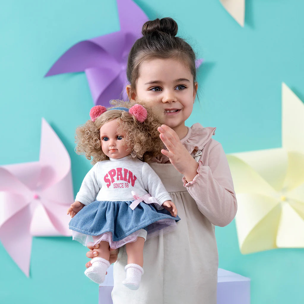 Llorens Elena 35cm Pehmeävartaloinen Kiharatukkainen Nukke