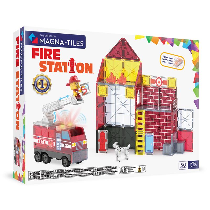 MAGNA-TILES Paloasema Valolla ja Äänellä Magneettinen Rakennussarja, 50 osaa