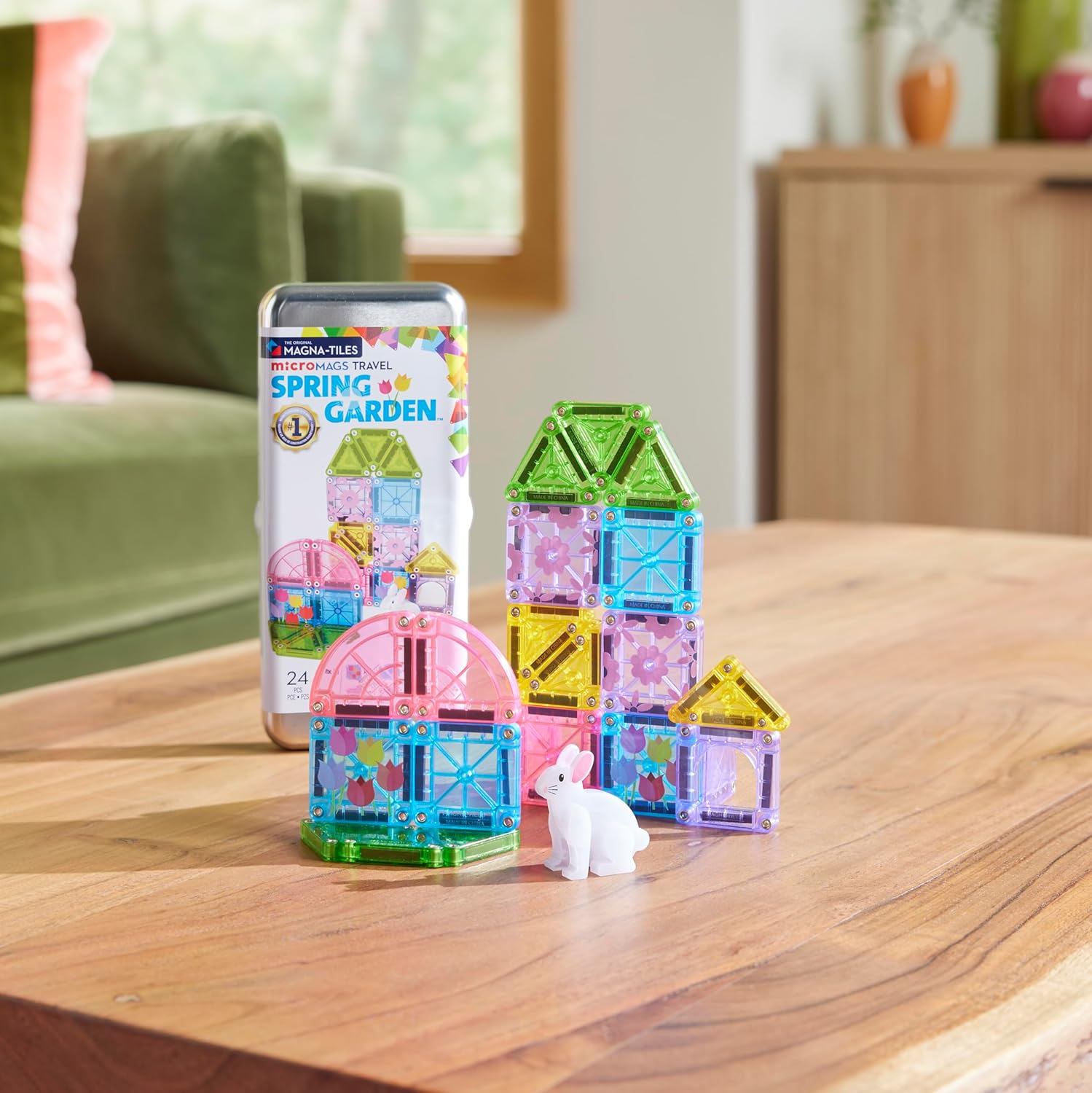 Magna-Tiles MicroMAGS Magneettirakennussarja Matkapakkaus Spring Garden 24 Osaa