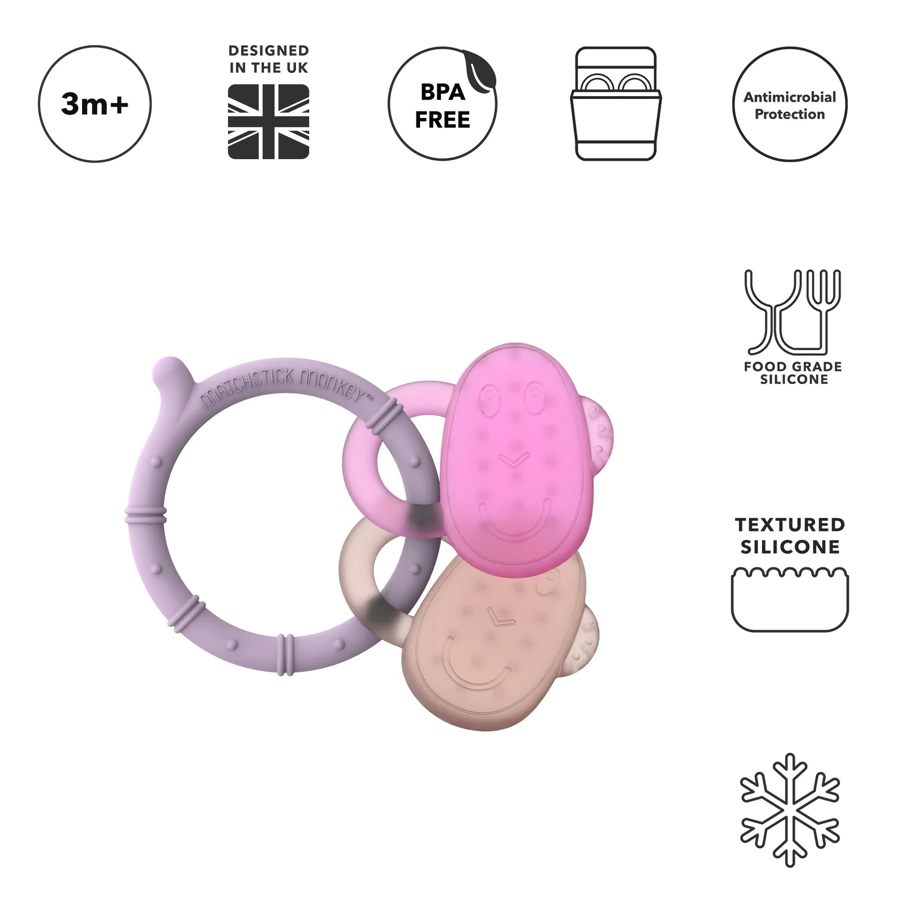 Matchstick Monkey Viilentävä Purulelu Pinkki