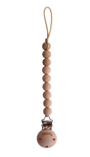 Mushie Tuttinauha Silikonihelmillä Eva Pale Taupe