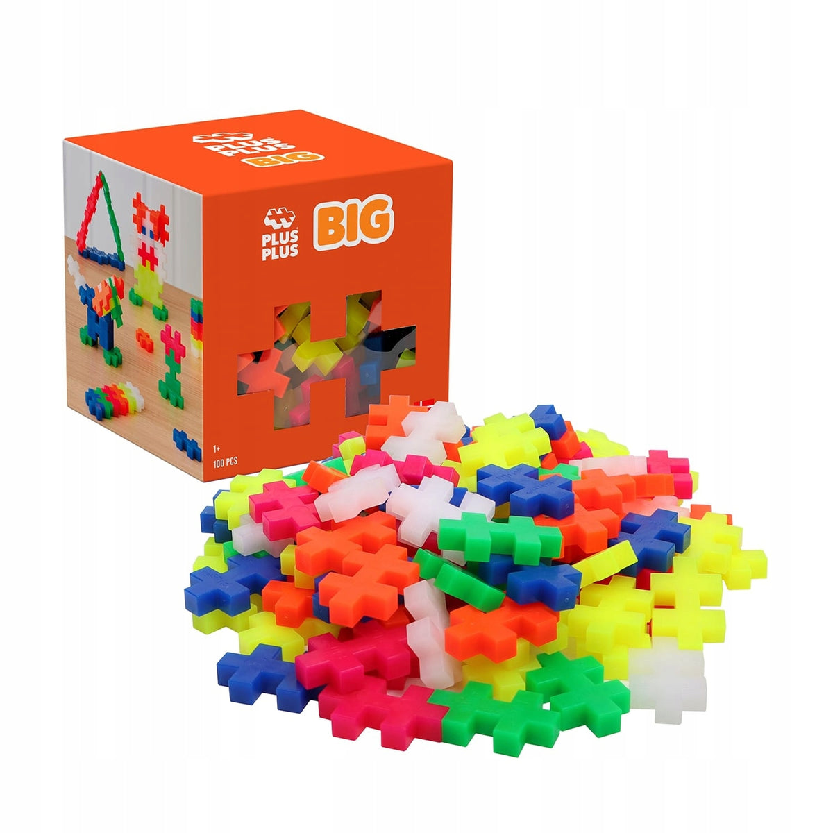 Plus Plus BIG Neon Rakennuspalat 100 kpl