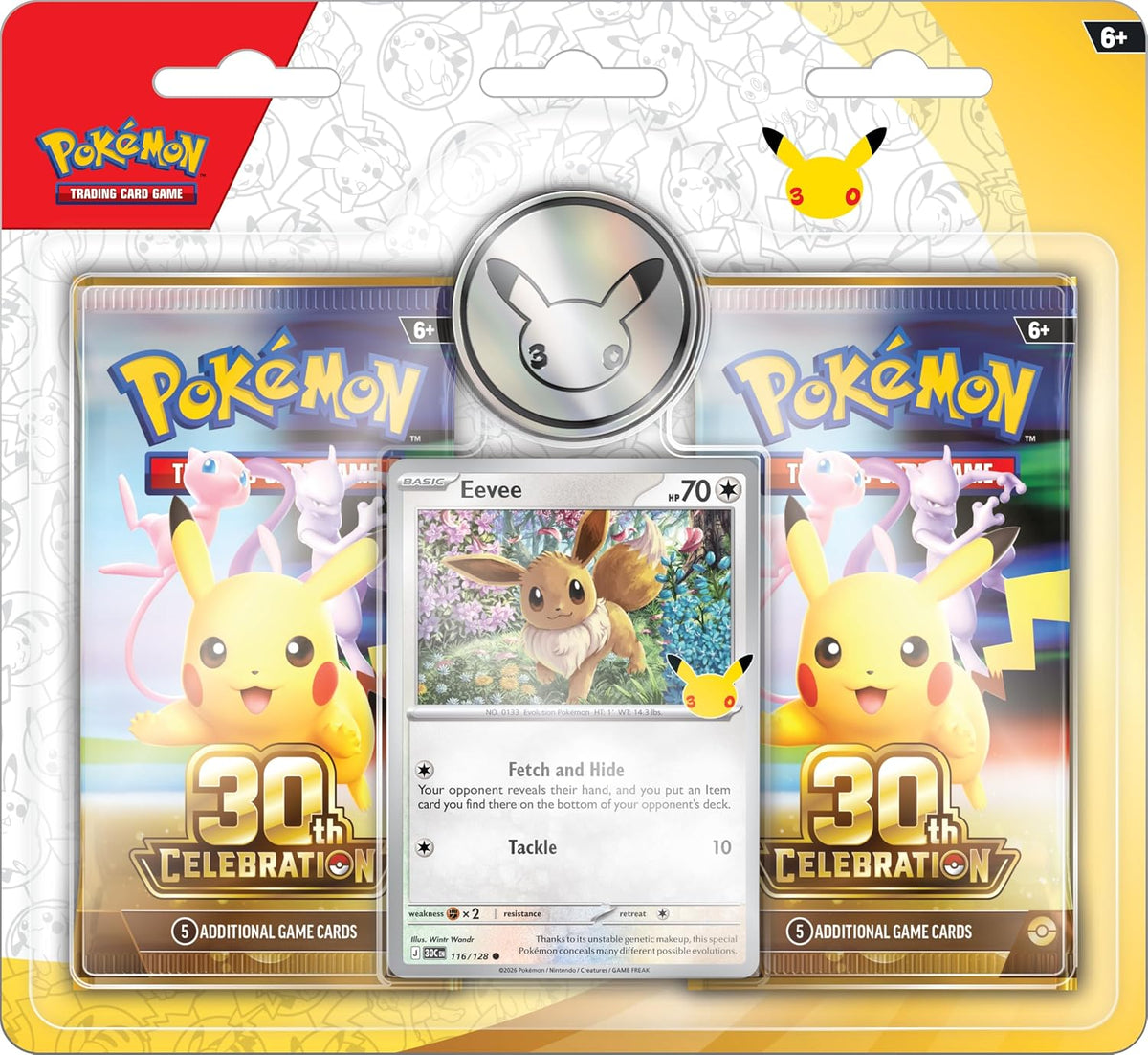 Pokemon 30th Celebration Blister 2x Booster, Erikoiskortti ja Kolikko