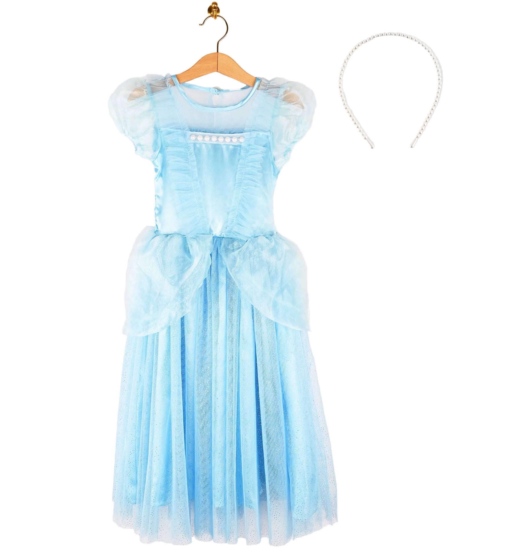 Prinsessamekko (Tuhkimo) + Hiuspanta 122-128 cm (6-8v)