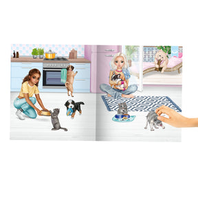 Top Model Askartelu Stickerworld Kitty and Doggy Tarrakirja
