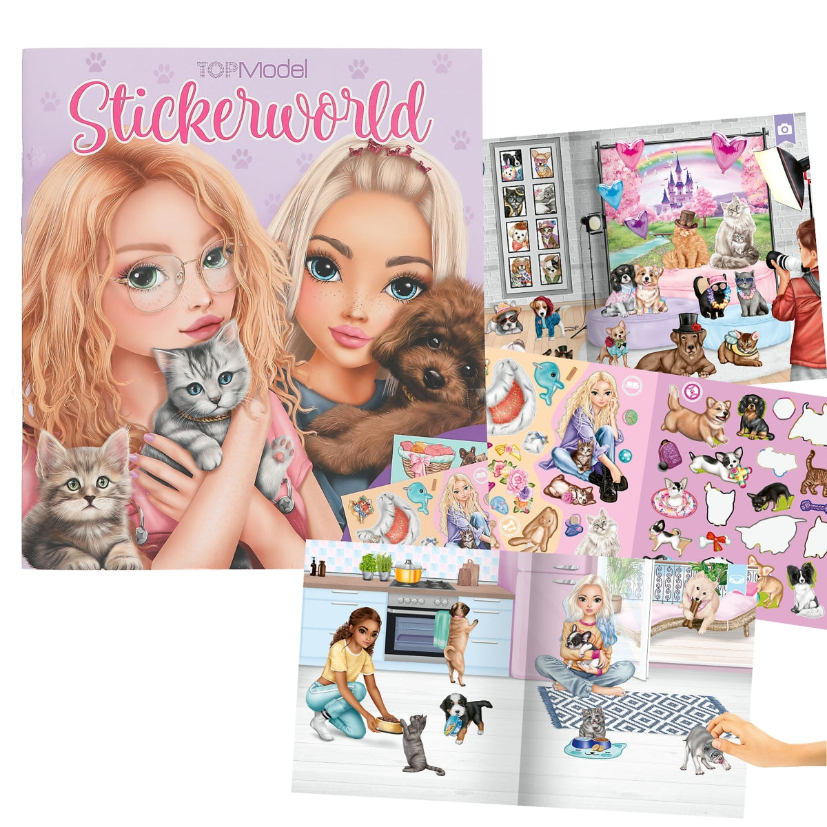 Top Model Askartelu Stickerworld Kitty and Doggy Tarrakirja