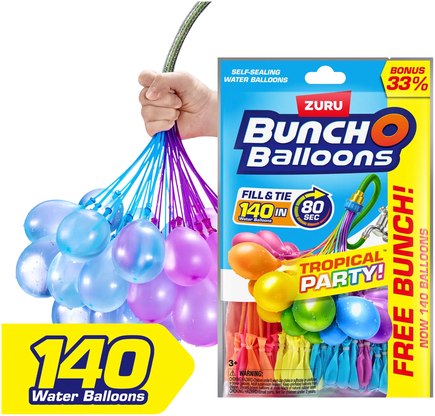 Zuru Bunch O Balloons Tropical Itsekiinnittyvät Vesi-Ilmapallot