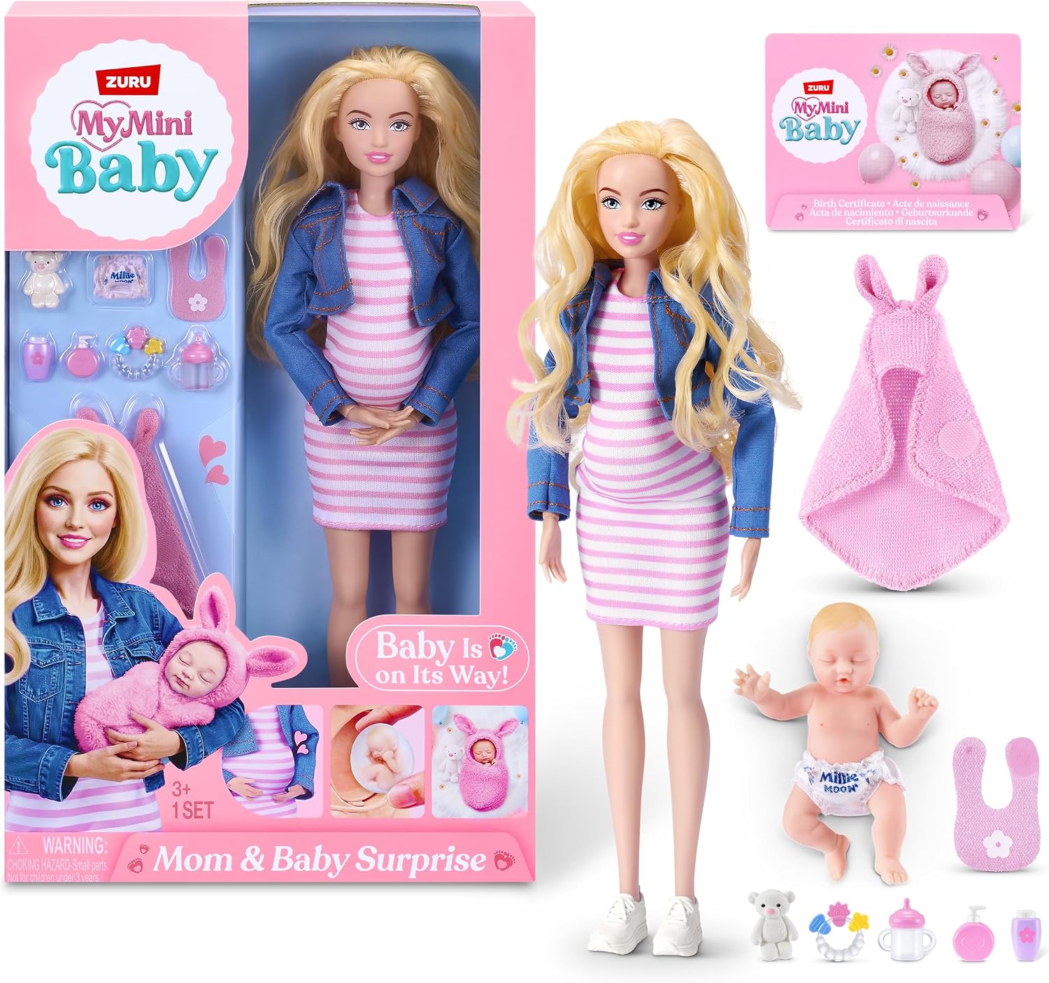 Zuru My Mini Baby Raskaana Oleva Muotinukke ja Yllätysvauva Blondi