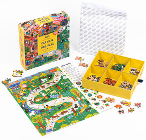 Professor Puzzle Kaksipuolinen 500 Palan Palapeli Kissakahvila ja Koirapuisto