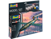 Revell Model Set Fieseler Fi103 A/B Koottava Hävittäjälentokone 1:32 + Maalit sekä Liima