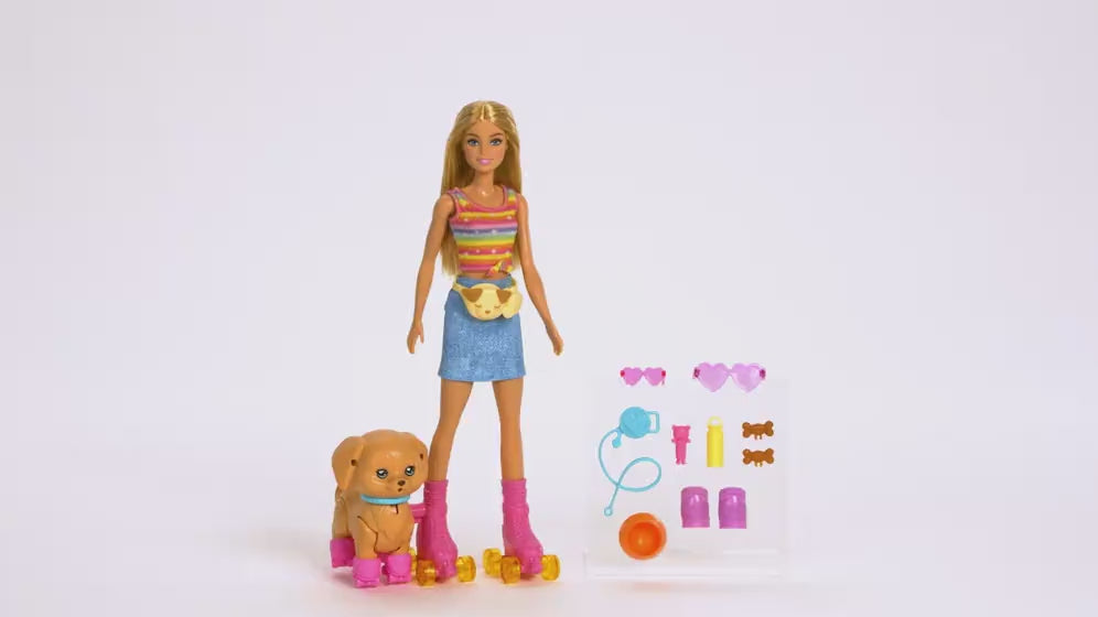 Barbie Rullaluistelija Nukke Ja Koira Leikkisetti