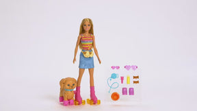 Barbie Rullaluistelija Nukke Ja Koira Leikkisetti