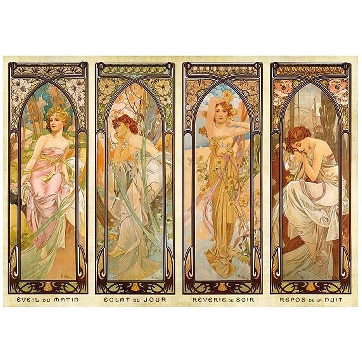 DToys Jigsaw Puzzle 1000 Palan Palapeli Alphons Mucha - The Times of the Day