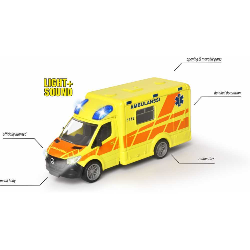Majorette Metallinen Ambulanssi Valoilla ja Äänillä 15cm