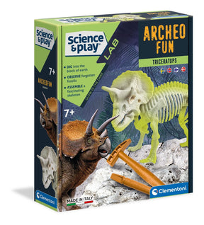 Clementoni Science & Play Lab Archeofun Pimeässä Loistava Triceratops Kaivuu Leikkisetti