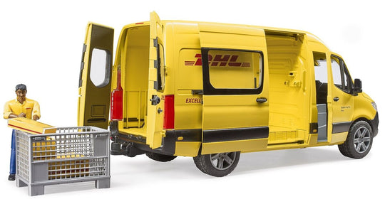 Bruder Mercedes Benz Sprinter DHL Jakeluauto ja Kuljettaja 1:16