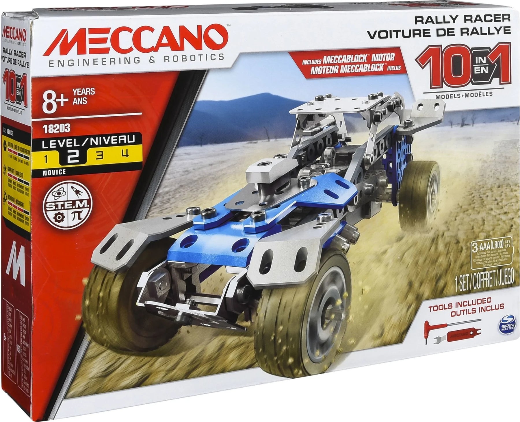 Meccano Rally Race 10 in 1 Set moottoroitu koottava