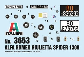 Koottava Italeri Alfa Romeo Gulietta Spider 1300 1:24