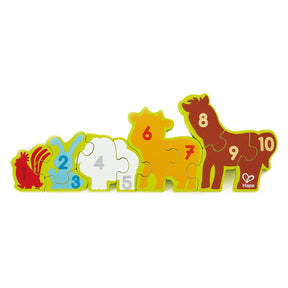 Hape Puinen Palapeli Eläimet Numeroilla
