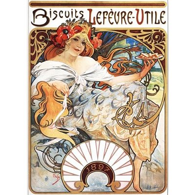 D-Toys Puzzle 1000 Palan Palapeli Alphonse Mucha: Biscuits Lefèvre-Utile