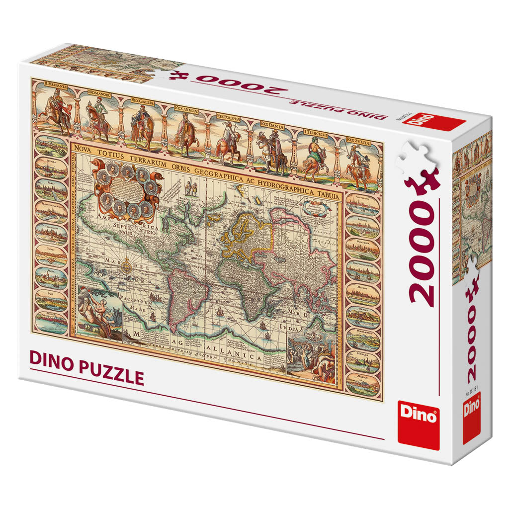 Dino Puzzle 2000 Palan Palapeli Antique World Map