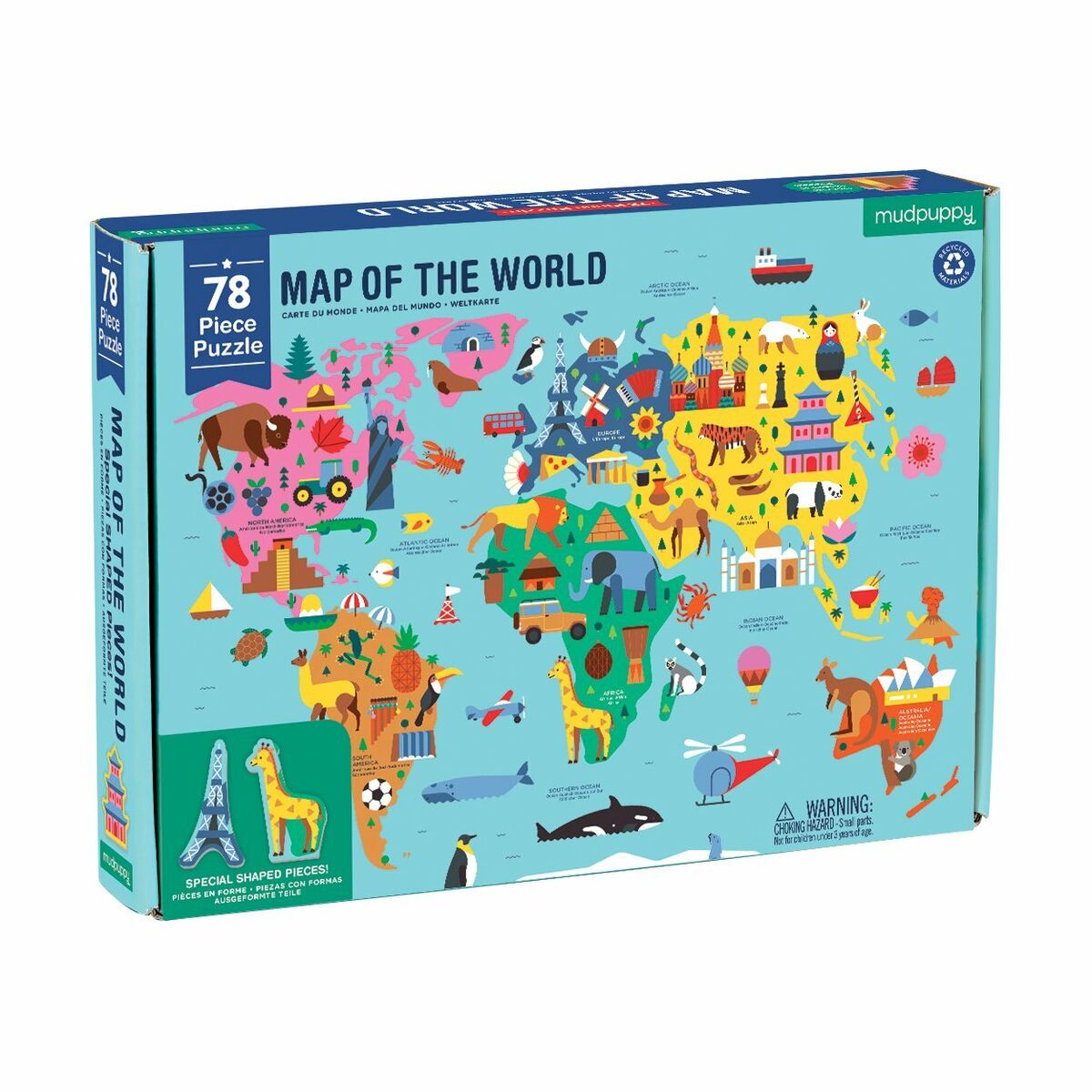 Mudpuppy 78 Palan Palapeli Map Of The World
